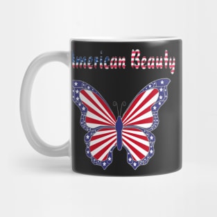 American Beauty Patriotic Red White And Blue Butterfly Mug